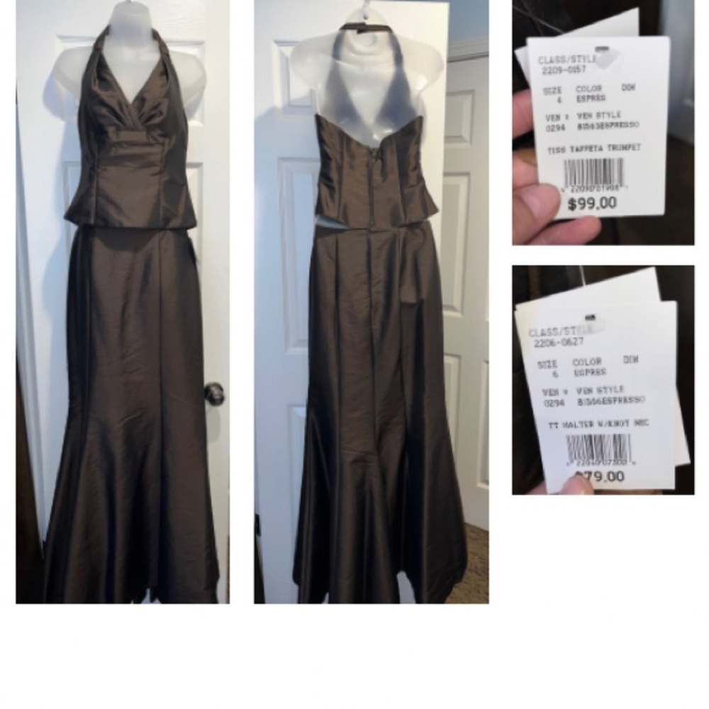 Tissue Taffeta Trumpet David’s Bridal Bridesmaid 2 Piece Dress